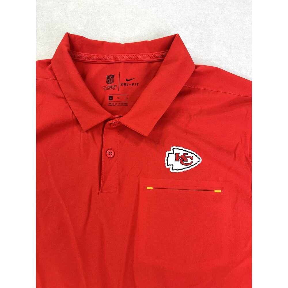 Nike Kansas City Chiefs NFL Dri-Fit Red On-Field Football Polo Shirt Mens XL - Picture 3 of 12